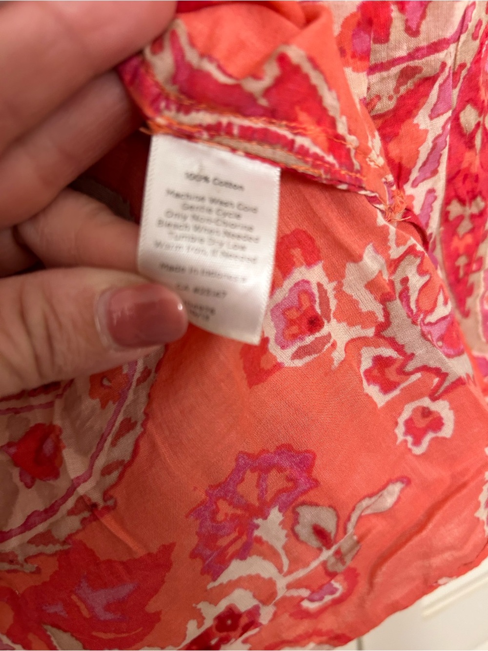 Talbots Coral Pink Paisley Ruffle V-Neck Blouse - Picture 4 of 4